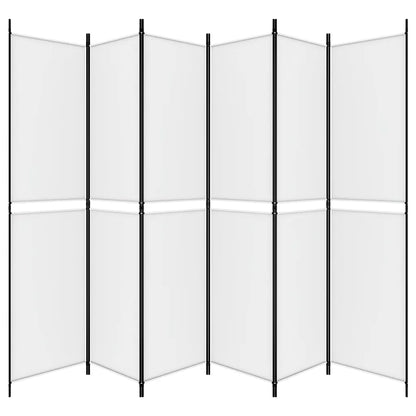 6-Panel Room Divider White Fabric