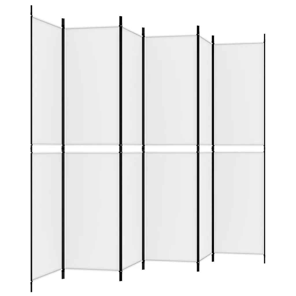6-Panel Room Divider White Fabric
