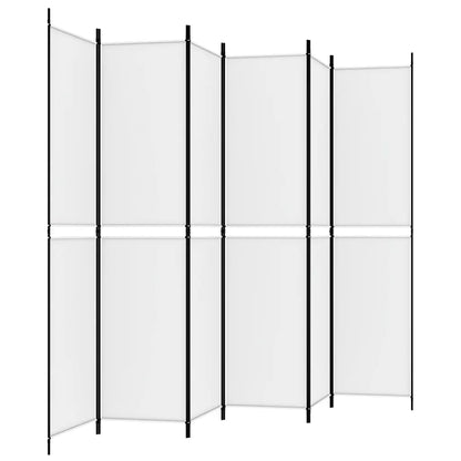 6-Panel Room Divider White Fabric