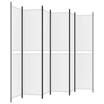 6-Panel Room Divider White Fabric