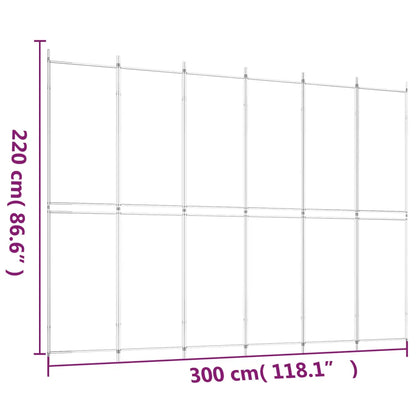 6-Panel Room Divider White Fabric