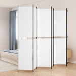 6-Panel Room Divider White Fabric