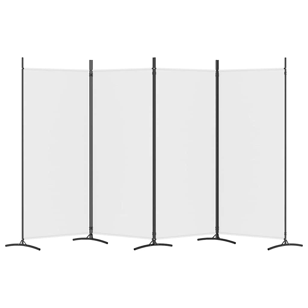 4-Panel Room Divider White 346cm Fabric | HomeAndLiving