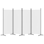 4-Panel Room Divider White 346cm Fabric | HomeAndLiving