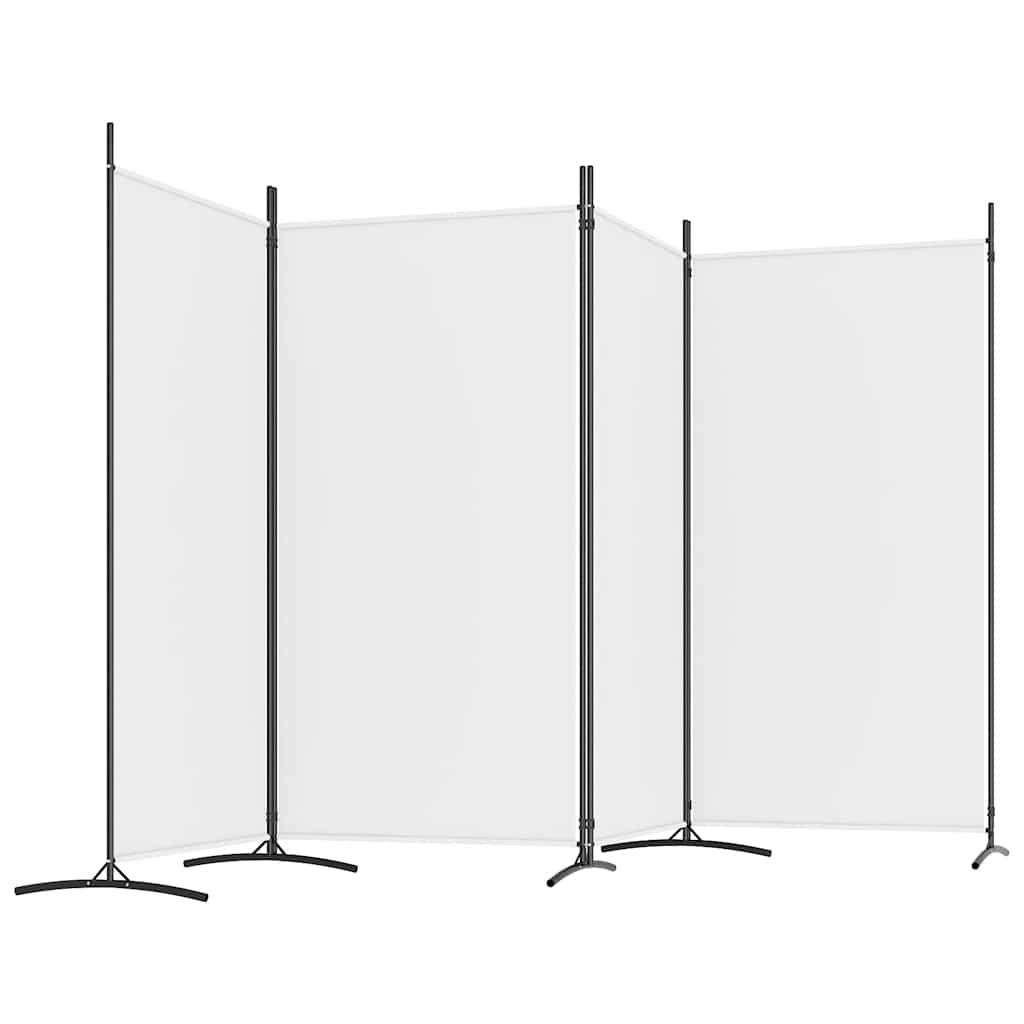 4-Panel Room Divider White 346cm Fabric | HomeAndLiving