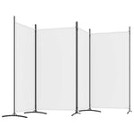 4-Panel Room Divider White 346cm Fabric | HomeAndLiving