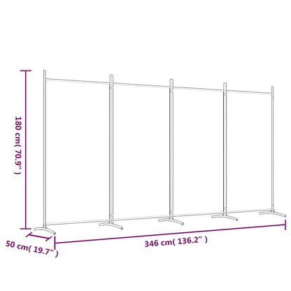 4-Panel Room Divider White 346cm Fabric | HomeAndLiving