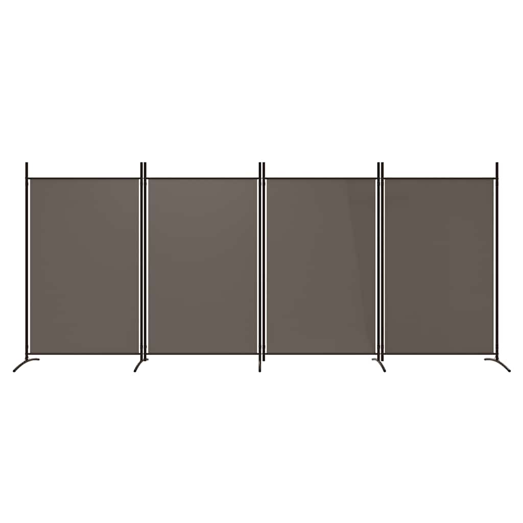 4-Panel Room Divider Anthracite Fabric 346cm | HomeAndLiving