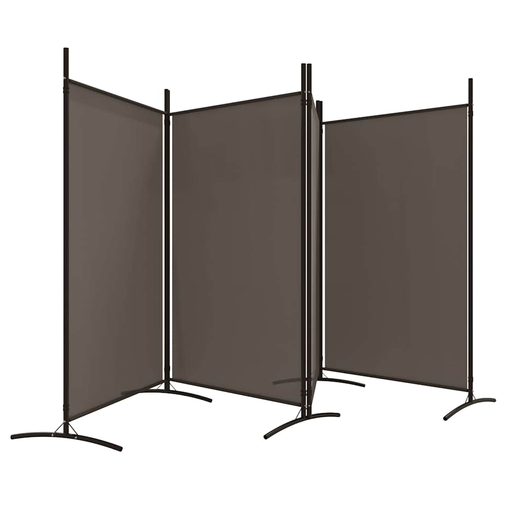 4-Panel Room Divider Anthracite Fabric 346cm | HomeAndLiving