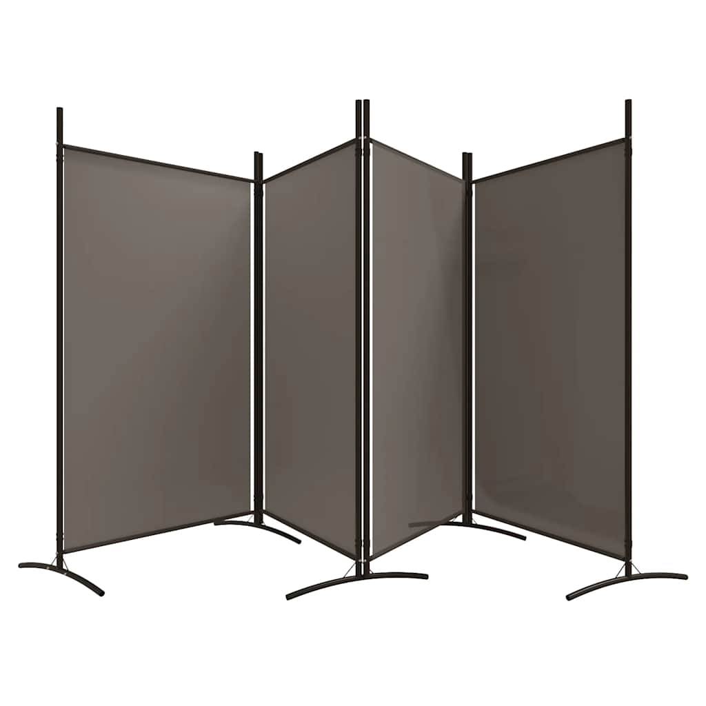 4-Panel Room Divider Anthracite Fabric 346cm | HomeAndLiving