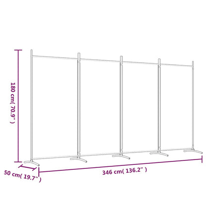 4-Panel Room Divider Anthracite Fabric 346cm | HomeAndLiving