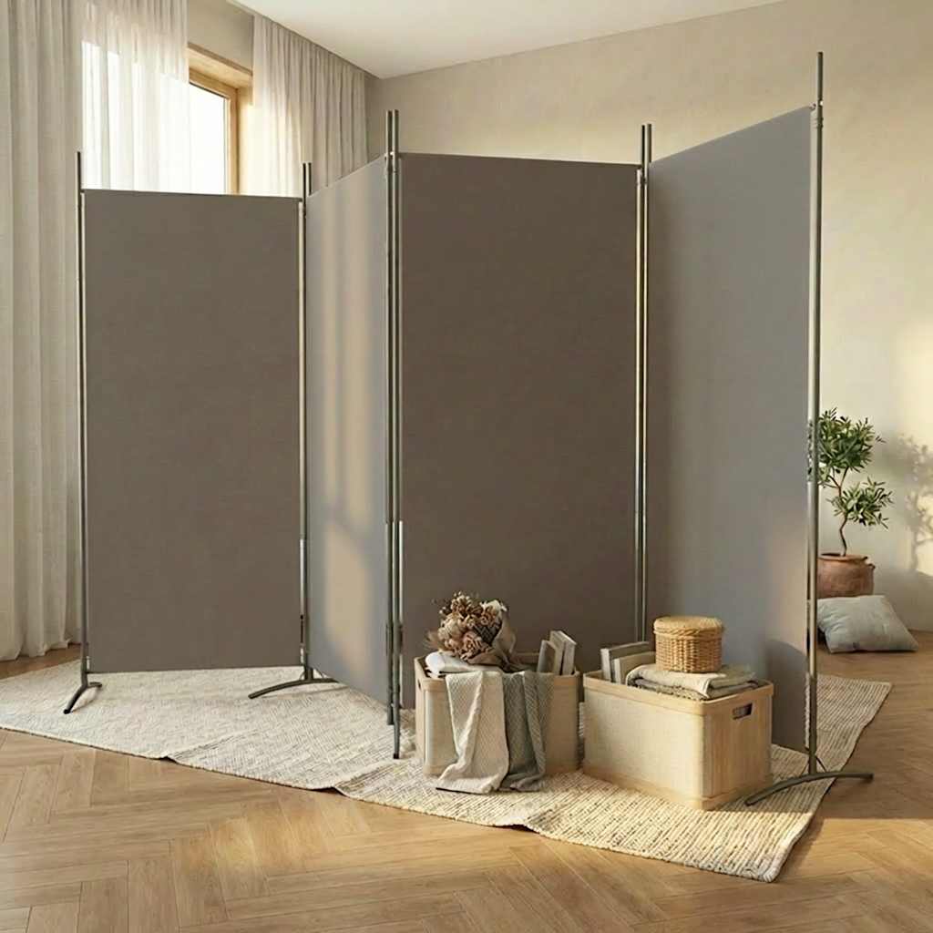 4-Panel Room Divider Anthracite Fabric 346cm | HomeAndLiving