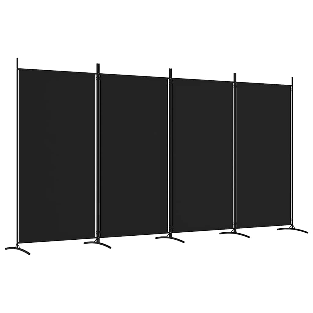 4-Panel Room Divider Black 346cm Fabric | HomeAndLiving