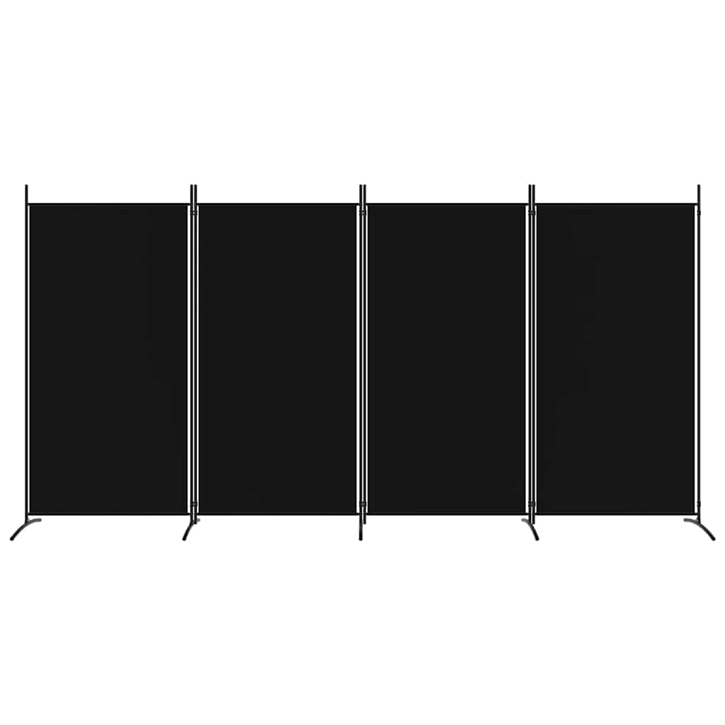 4-Panel Room Divider Black 346cm Fabric | HomeAndLiving