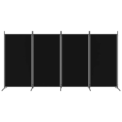 4-Panel Room Divider Black 346cm Fabric | HomeAndLiving