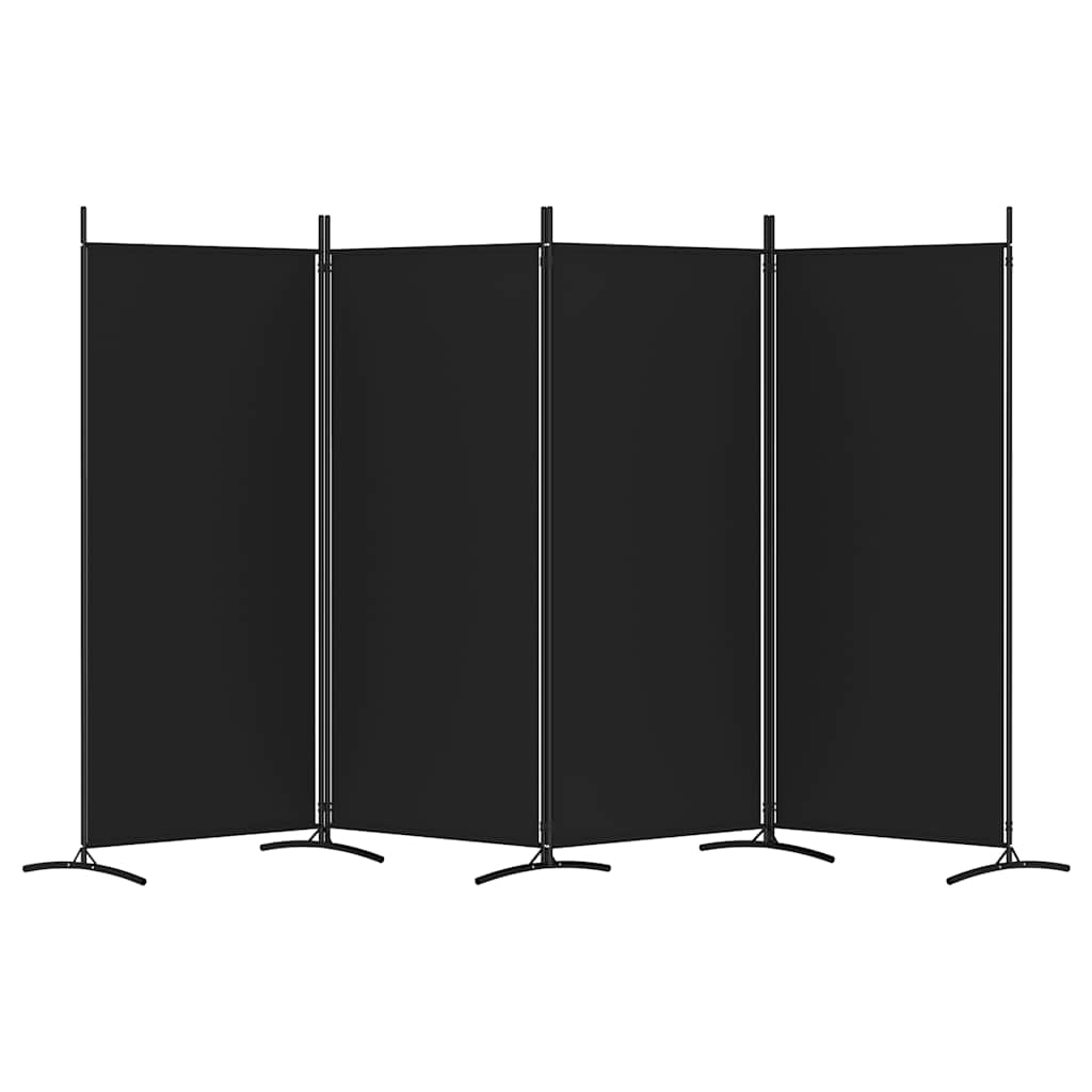 4-Panel Room Divider Black 346cm Fabric | HomeAndLiving
