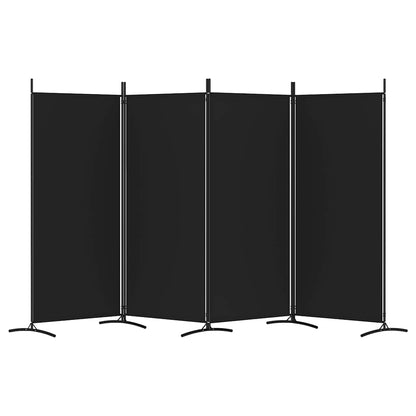 4-Panel Room Divider Black 346cm Fabric | HomeAndLiving