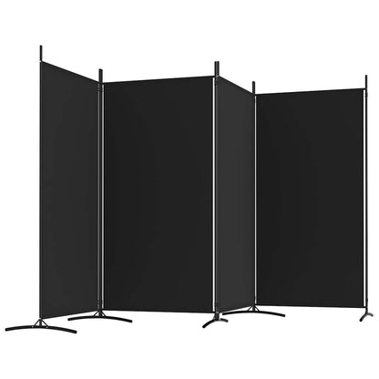4-Panel Room Divider Black 346cm Fabric | HomeAndLiving