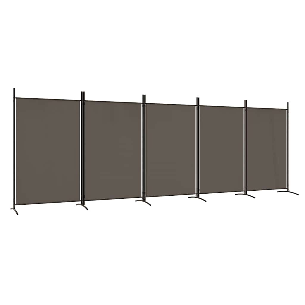 5-Panel Room Divider Anthracite 433cm Fabric | HomeAndLiving