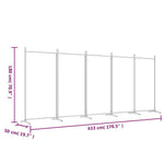 5-Panel Room Divider Anthracite 433cm Fabric | HomeAndLiving