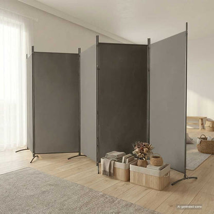 5-Panel Room Divider Anthracite 433cm Fabric | HomeAndLiving