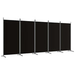 5-Panel Room Divider Black 433cm Fabric | HomeAndLiving