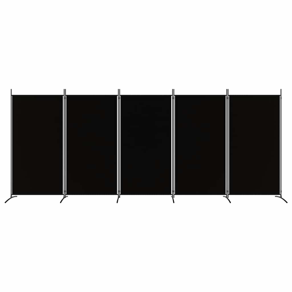 5-Panel Room Divider Black 433cm Fabric | HomeAndLiving