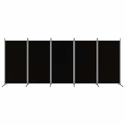 5-Panel Room Divider Black 433cm Fabric | HomeAndLiving