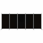 5-Panel Room Divider Black 433cm Fabric | HomeAndLiving