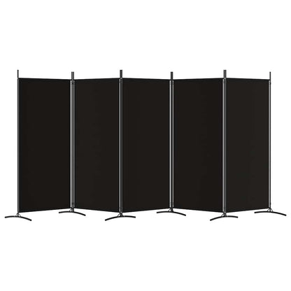 5-Panel Room Divider Black 433cm Fabric | HomeAndLiving