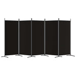 5-Panel Room Divider Black 433cm Fabric | HomeAndLiving