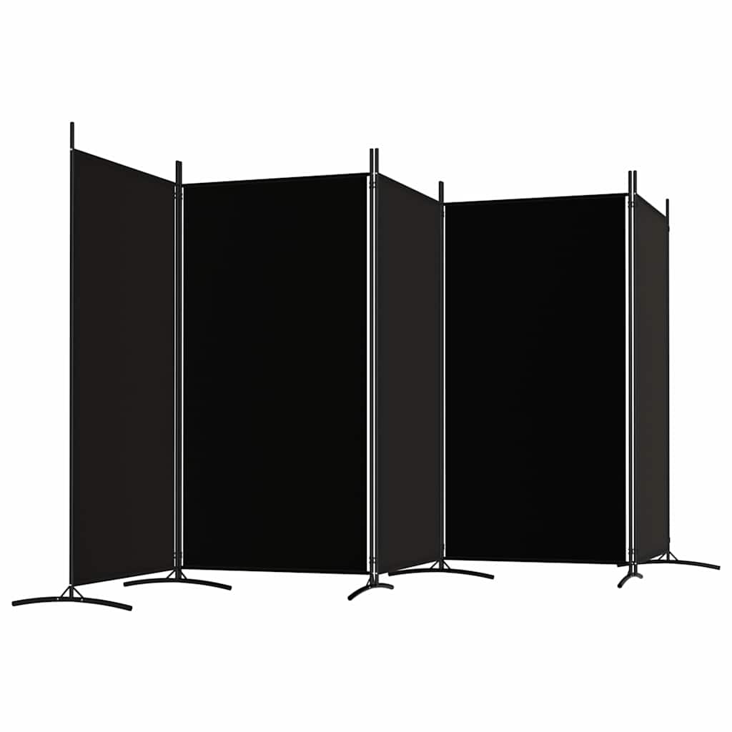 5-Panel Room Divider Black 433cm Fabric | HomeAndLiving