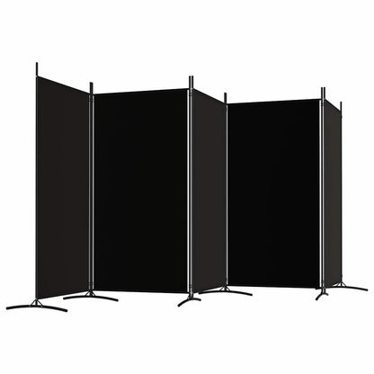 5-Panel Room Divider Black 433cm Fabric | HomeAndLiving