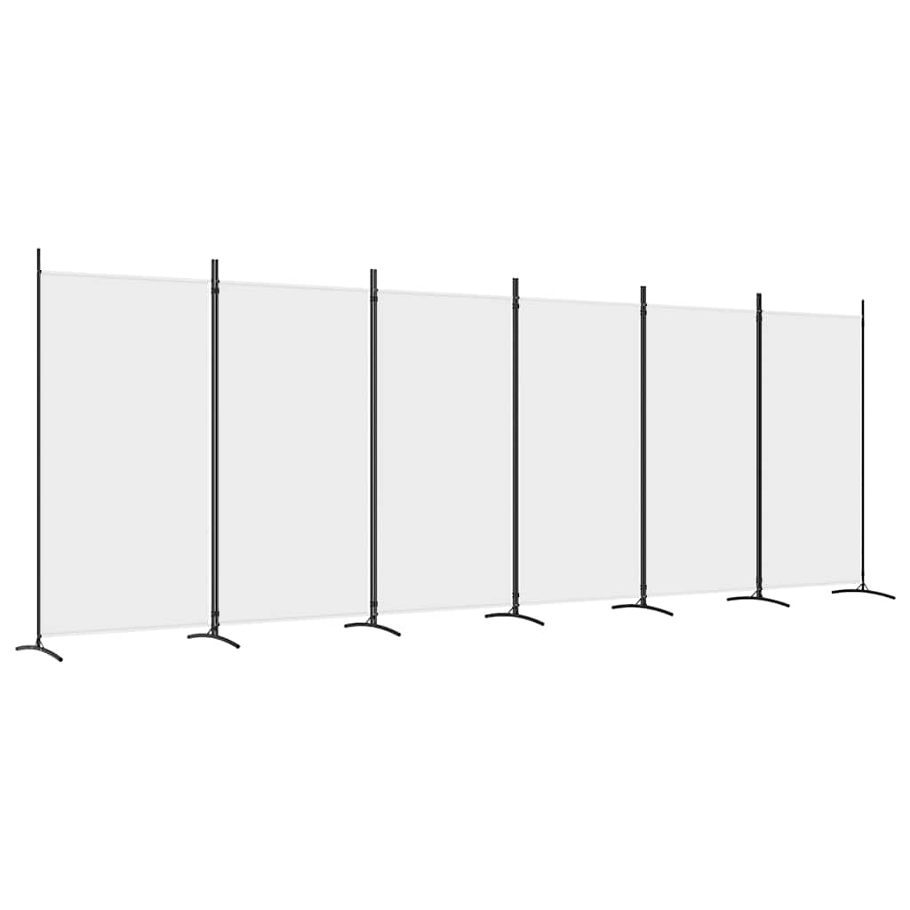 6 Panel Room Divider 520cm Fabric White | HomeAndLiving