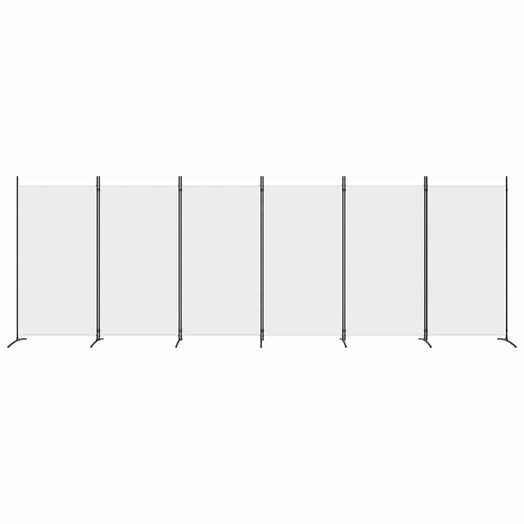 6 Panel Room Divider 520cm Fabric White | HomeAndLiving