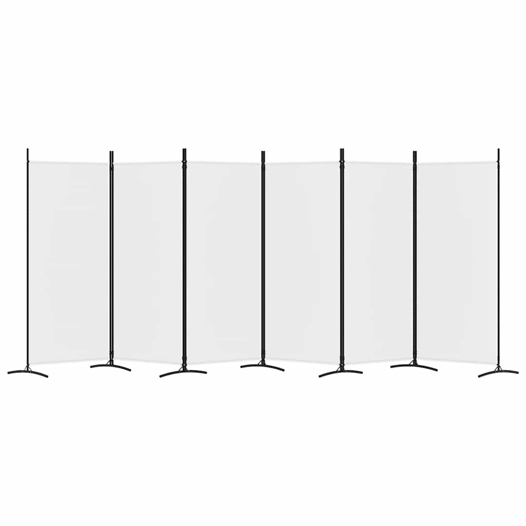 6 Panel Room Divider 520cm Fabric White | HomeAndLiving