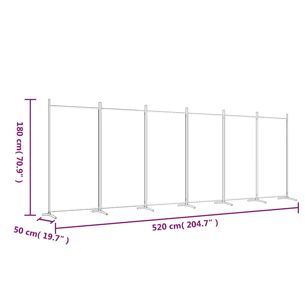 6 Panel Room Divider 520cm Fabric White | HomeAndLiving