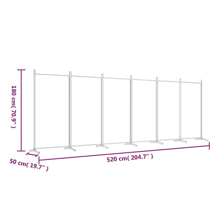 6 Panel Room Divider 520cm Fabric White | HomeAndLiving