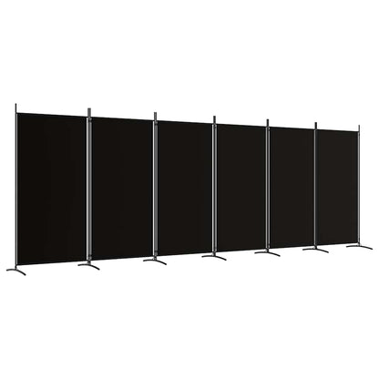 6-Panel Room Divider Black 520cm Fabric | HomeAndLiving