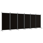 6-Panel Room Divider Black 520cm Fabric | HomeAndLiving