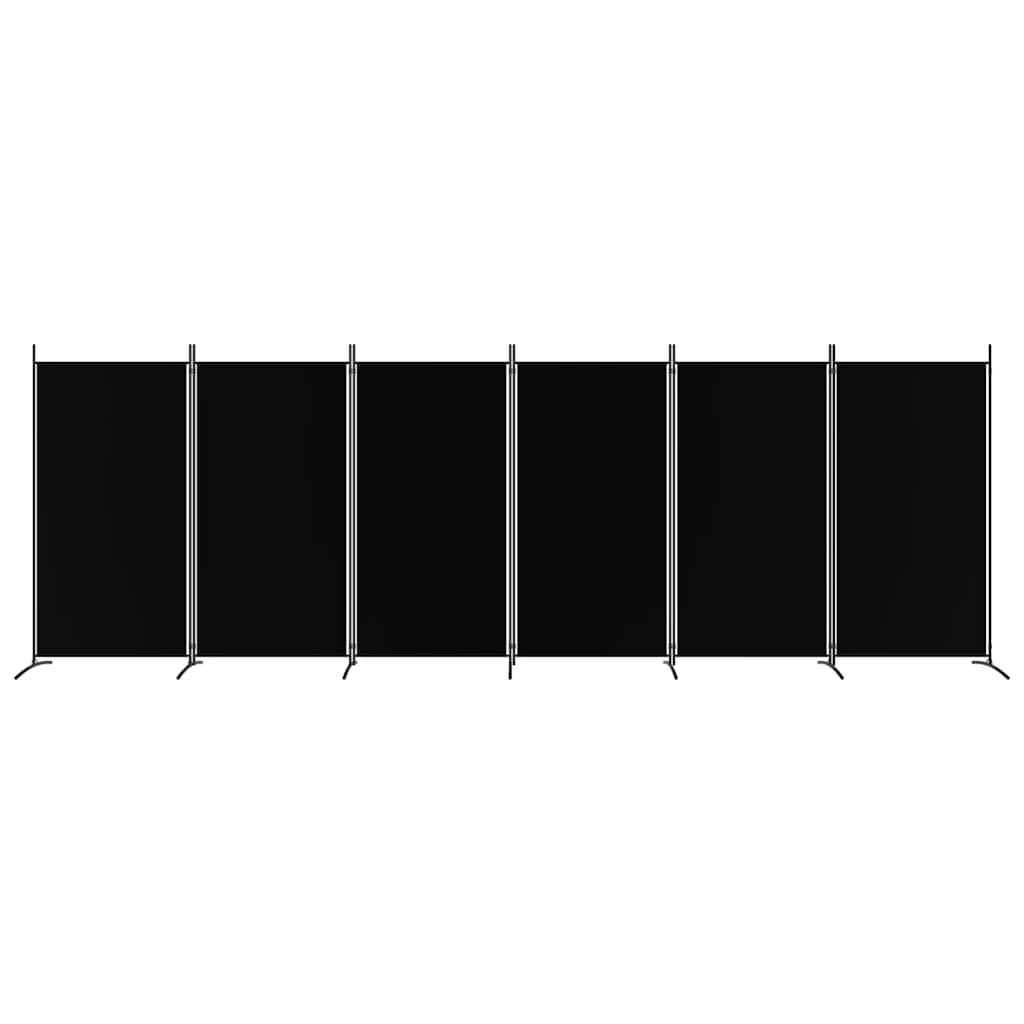 6-Panel Room Divider Black 520cm Fabric | HomeAndLiving