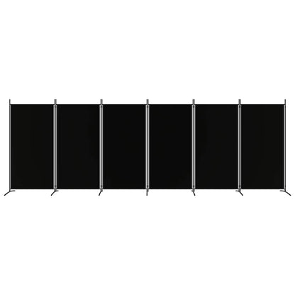 6-Panel Room Divider Black 520cm Fabric | HomeAndLiving