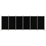 6-Panel Room Divider Black 520cm Fabric | HomeAndLiving