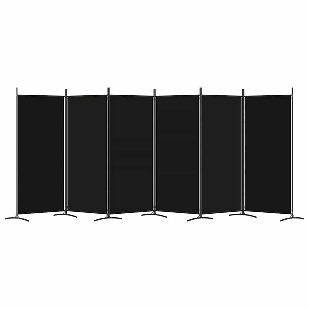 6-Panel Room Divider Black 520cm Fabric | HomeAndLiving