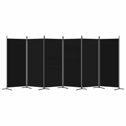 6-Panel Room Divider Black 520cm Fabric | HomeAndLiving