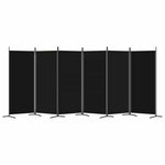 6-Panel Room Divider Black 520cm Fabric | HomeAndLiving