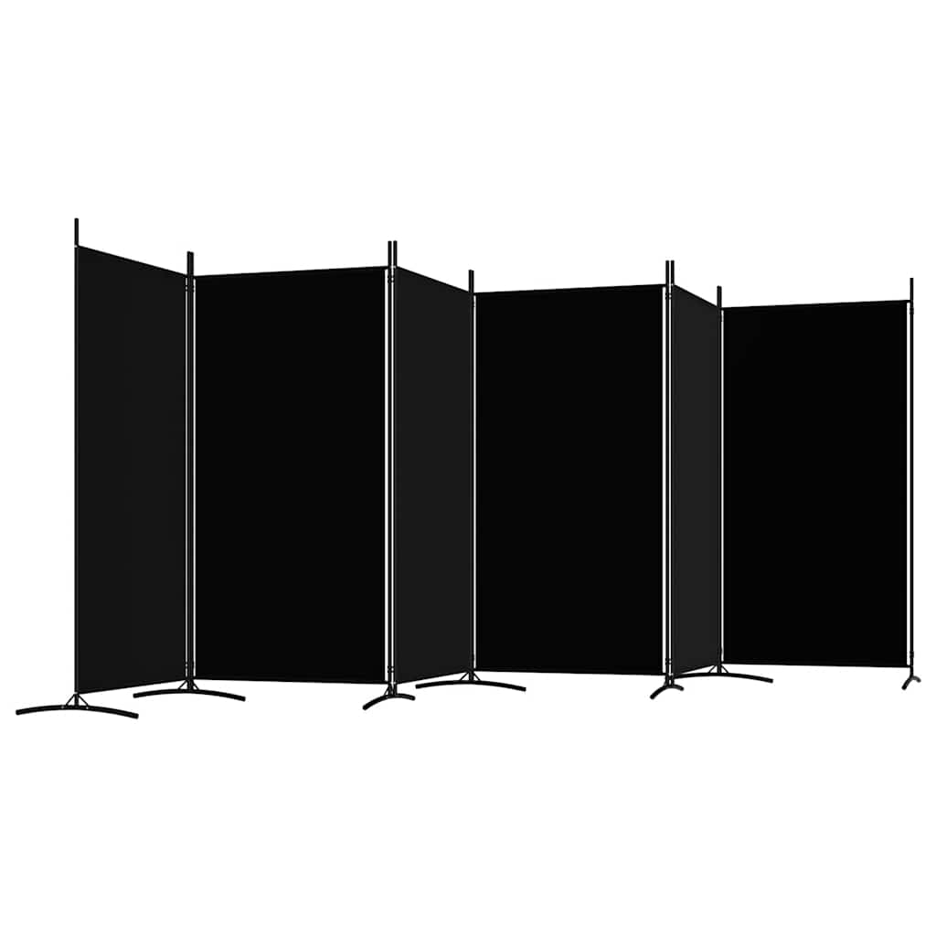 6-Panel Room Divider Black 520cm Fabric | HomeAndLiving