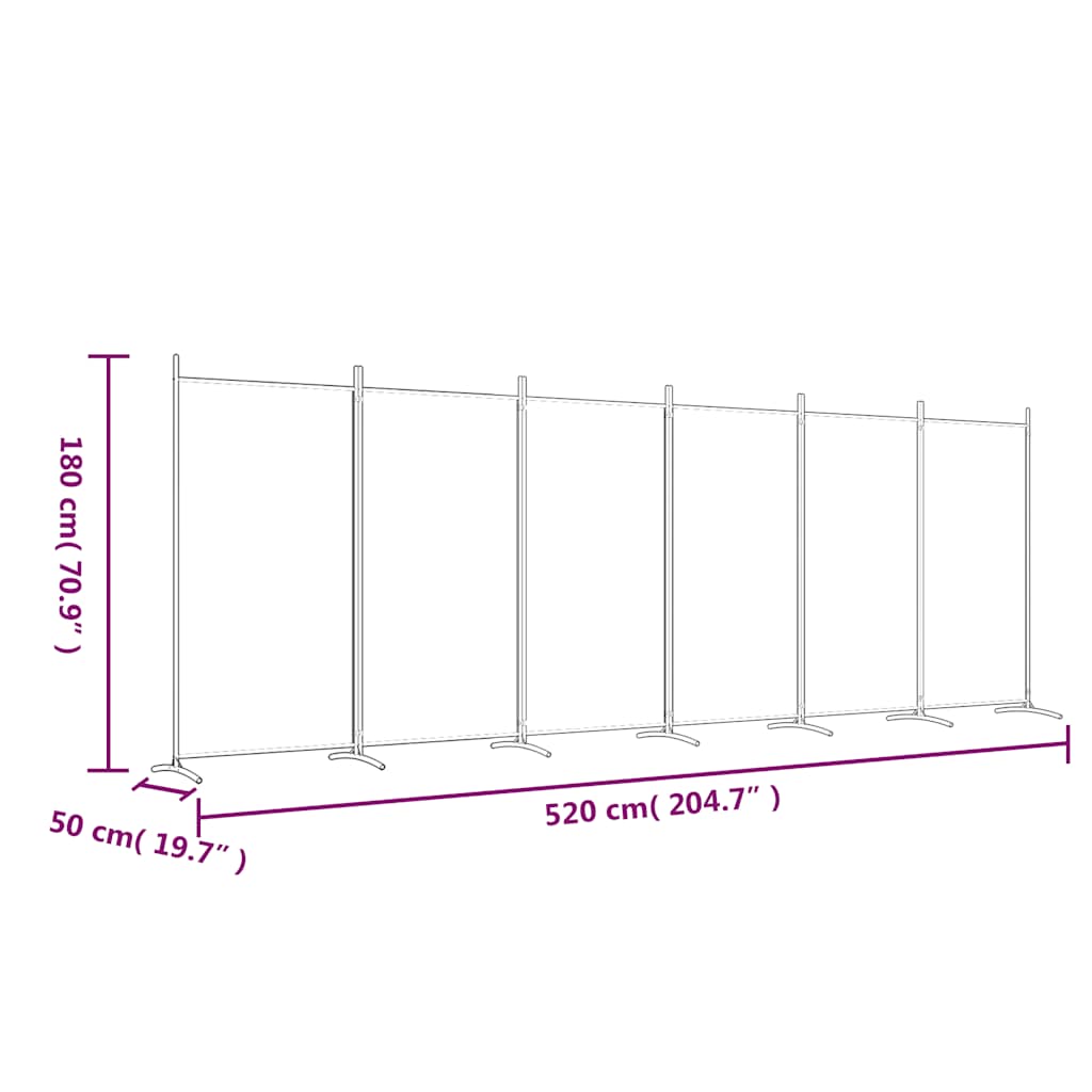6-Panel Room Divider Black 520cm Fabric | HomeAndLiving