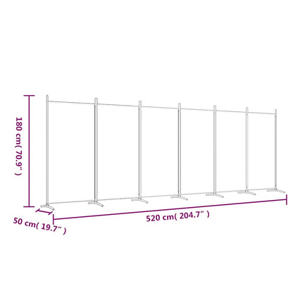 6-Panel Room Divider Black 520cm Fabric | HomeAndLiving