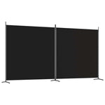 2-Panel Fabric Room Divider 348x180cm Black | HomeAndLiving